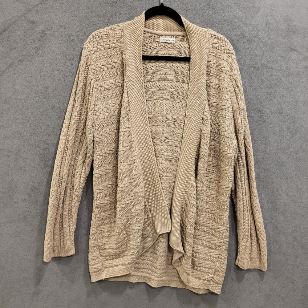 Croft & Barrow Cable Knit Cardigan Sweater Women's Open Front Warm Cozy Comfy‎